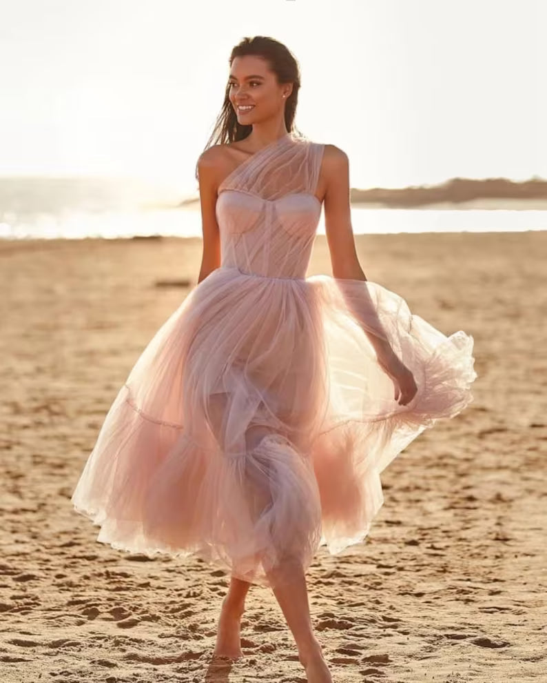 One-Shoulder-Tüll-Ballkleid SYP167