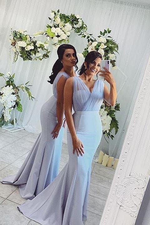 White Mermaid Bridesmaid Dress SCB60
