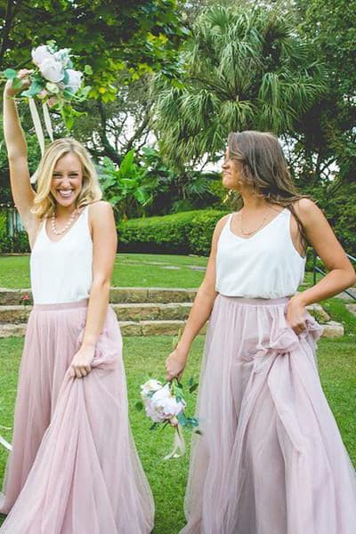 Two Piece Blush Pink Bridesmaid Dress SCB58