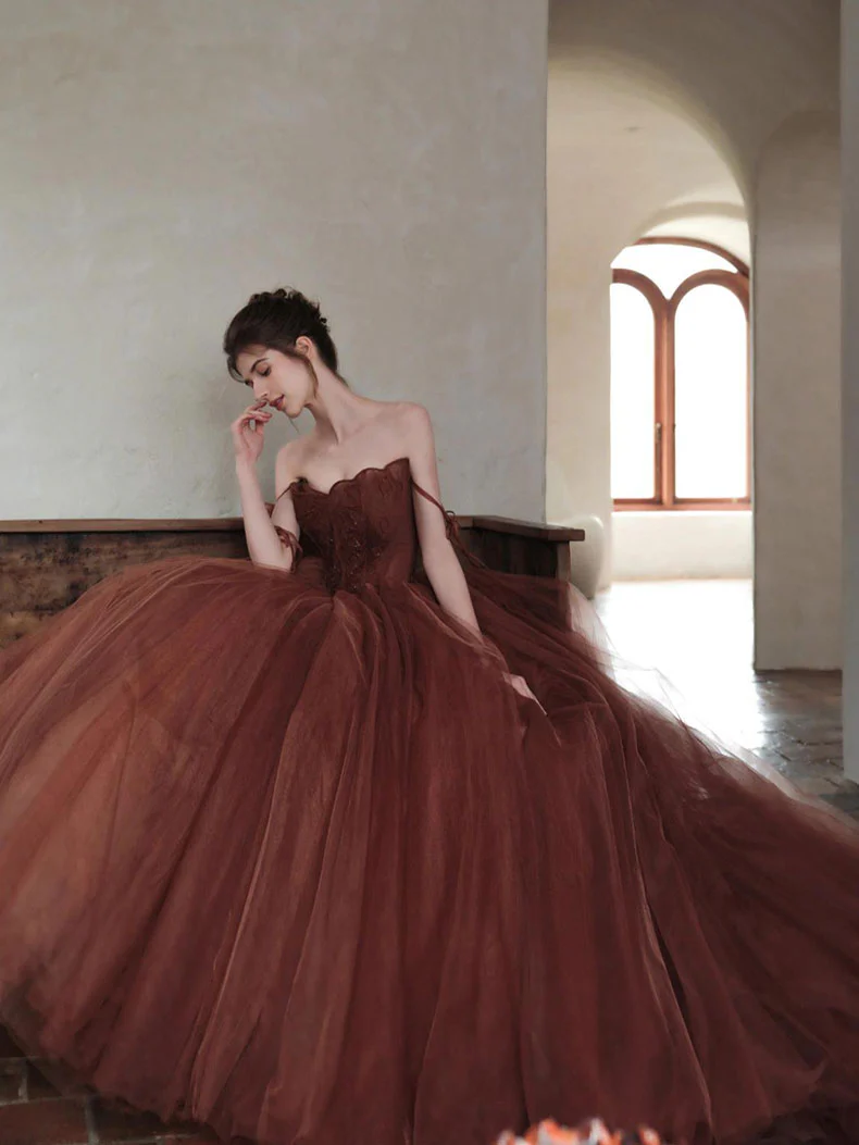 Glamoroso vestido de fiesta de tul con tirantes finos y corte en A, vestido para 16 cumpleaños Y7176