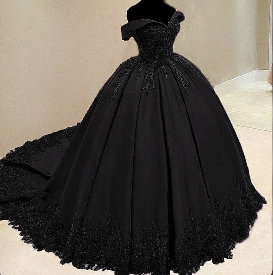 Vestido gótico negro con hombros descubiertos, vestido de quinceañera Y5758