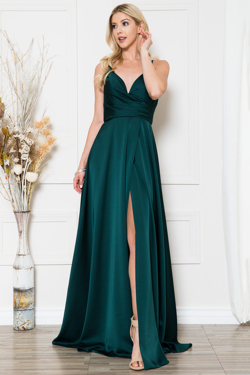 Satin Bridesmaid Dresses with Slit SCB76