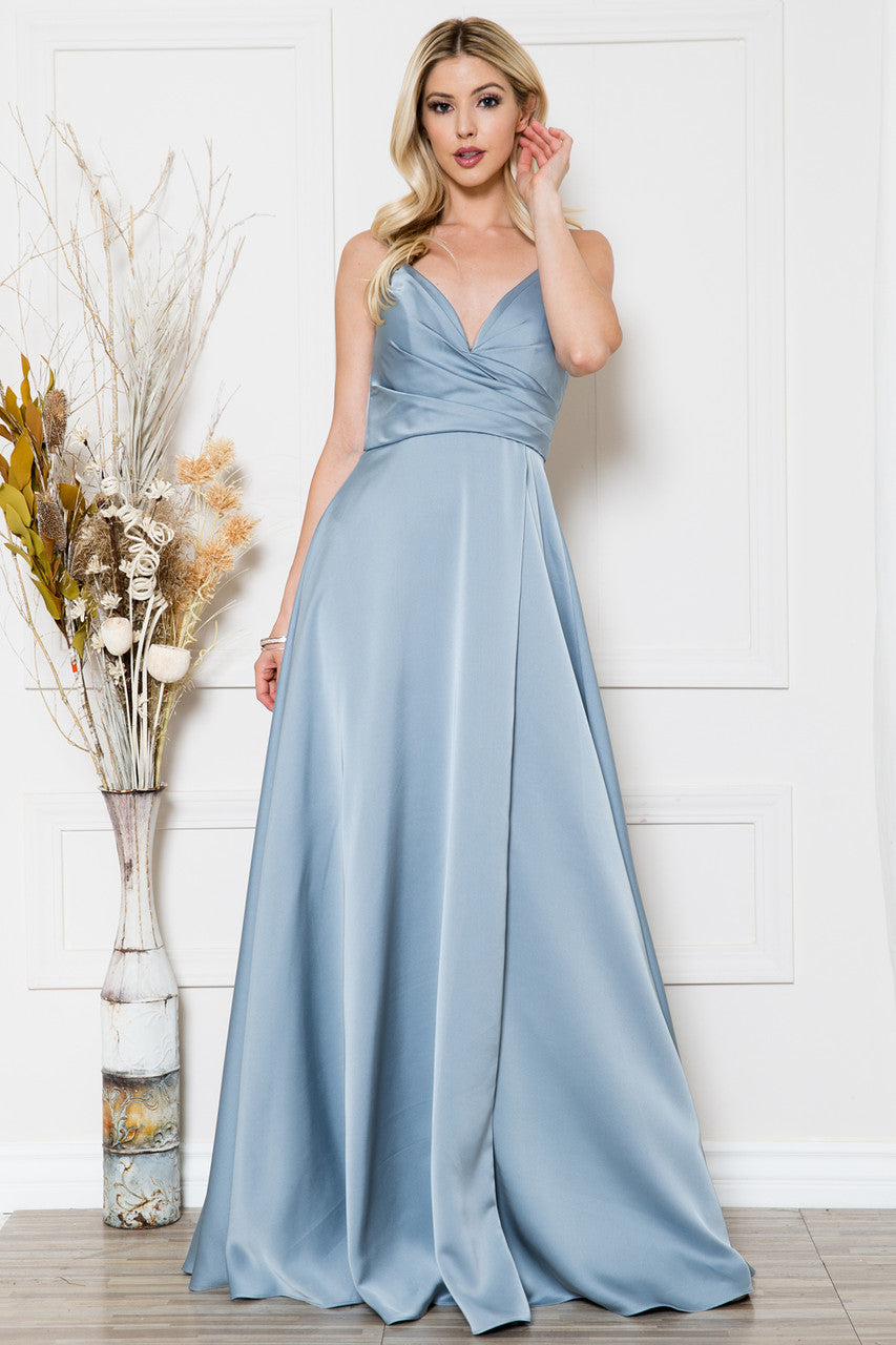 Satin Bridesmaid Dresses with Slit SCB76