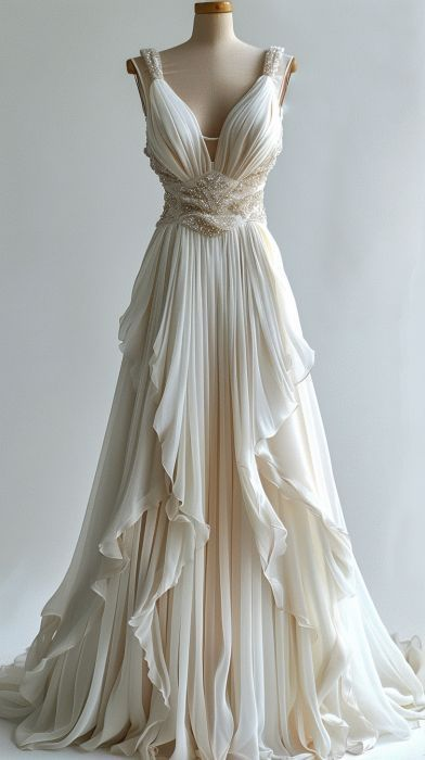 Elegant Chiffon Ruched Long Prom Dress Ivory Wedding Dress Evening Dre Sunnderly Elegant Chiffon Ruched Long Prom Dress Ivory Wedding Dress Evening Dre Sunnderly