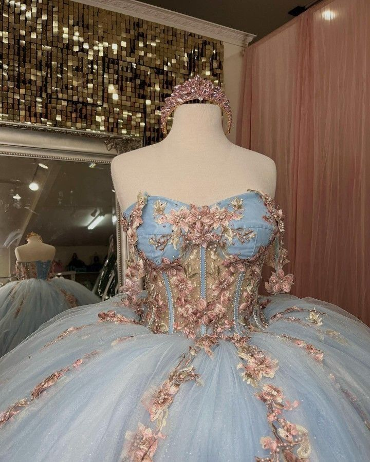 Vestido de quinceañera con apliques de corazón y flores, estilo princesa, para quinceañeras, Y2613