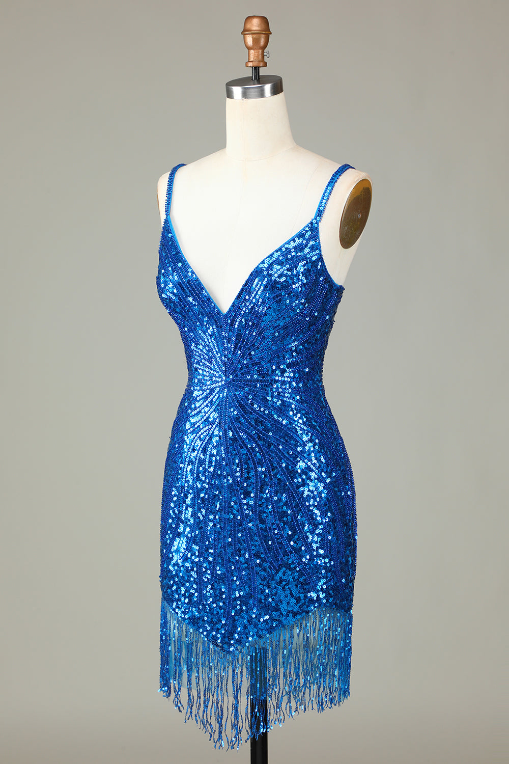Glitzerndes, weißes, figurbetontes, kurzes Homecoming-Kleid mit Schnürung am Rücken, Perlen und Quaste