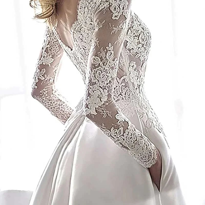 Wedding Dresses 2021 Bride Dress Elegant Full Case Court Train Vestido De Noiva A-line Princess Luxury Light Wedding dress-payinti