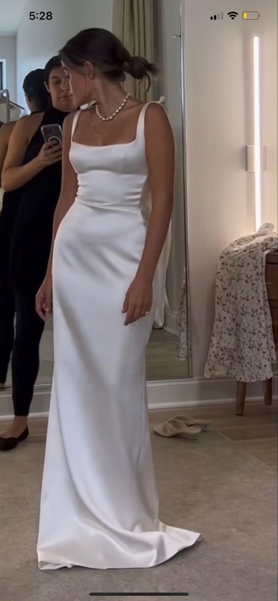 Elegante vestido de novia de satén blanco, vestido de novia blanco Y4154