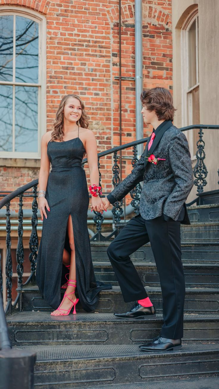 Vestido de fiesta negro con escote en V y espalda con cordones, elegante y abertura, vestido de noche negro, vestido de gala Y5411