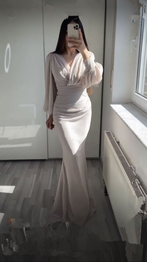 Vintage Mermaid Prom Dress Modest Evening Dress Y4559