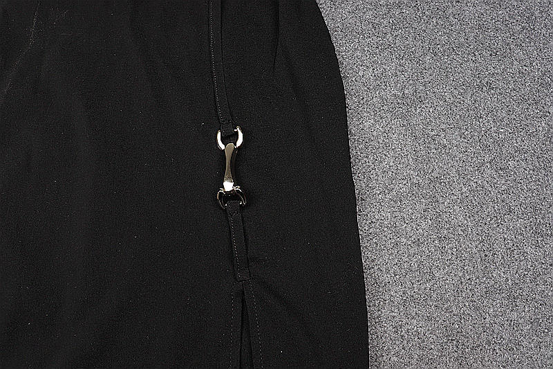 Vestido de fiesta negro con cuello halter y abertura para mujer, vestido de noche sexy negro sin mangas Y1161