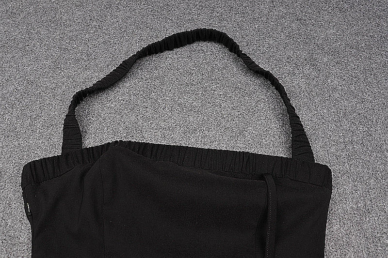 Vestido de fiesta negro con cuello halter y abertura para mujer, vestido de noche sexy negro sin mangas Y1161