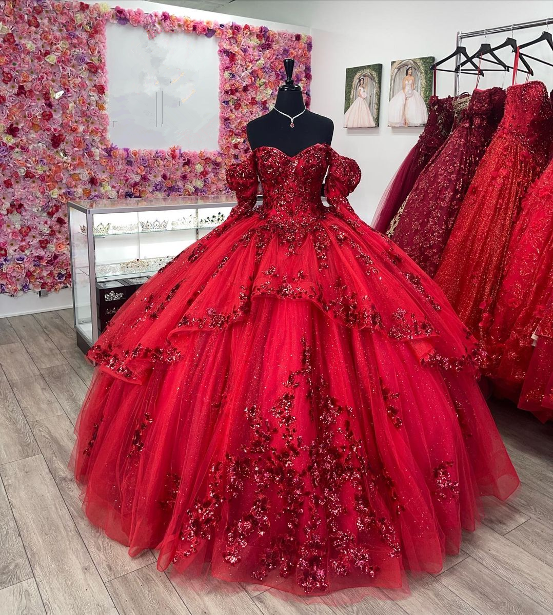 Luxurious Red Quinceanera Dresses,Red Ball Gown,Sweet 15 Dress Y4524