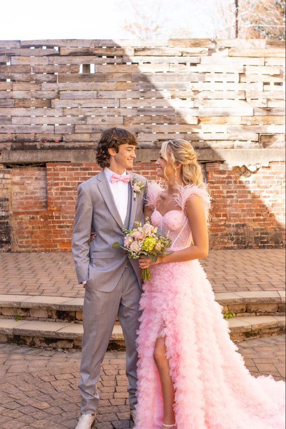 Vestido de fiesta de tul rosa con volantes y corsé, vestido de noche de tul Y6093