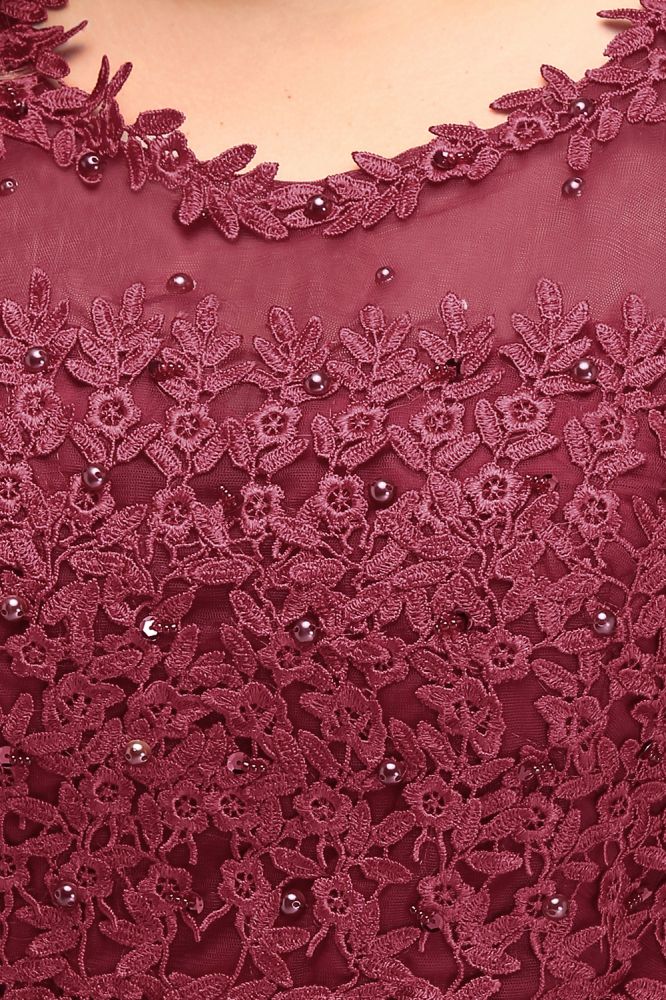 A-Linie, Rundhals, bodenlang, ärmellos, Übergröße, Tüll, appliziert, mit Kristallen