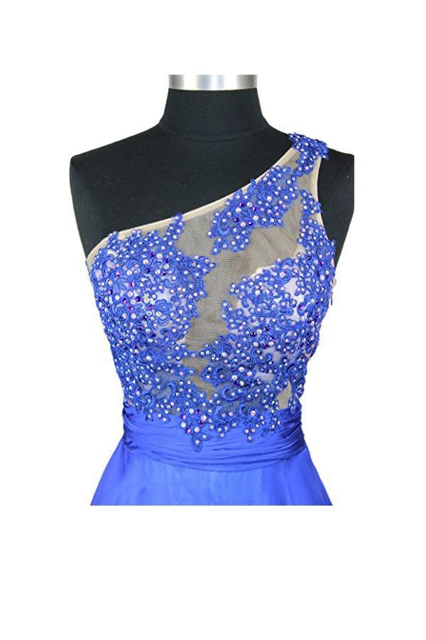 Vestidos de fiesta/noche de gasa con un solo hombro y corte A PG260