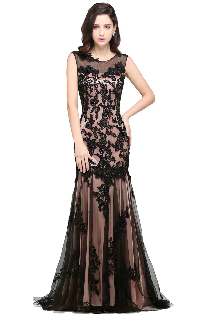 Vestidos de fiesta cortos de tul rosa con apliques de encaje y corte en A