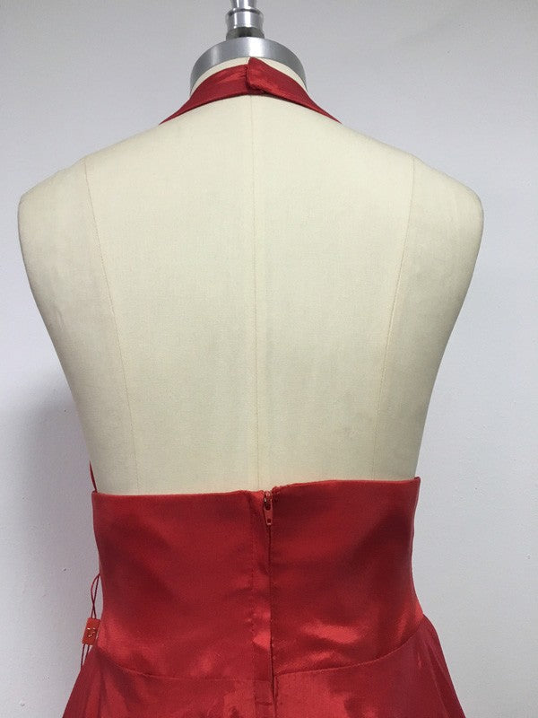 Vestidos de fiesta elegantes de tafetán sin mangas con cuello halter y corte A