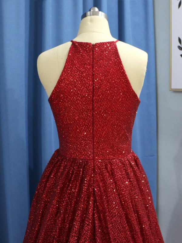 Vestidos de fiesta elegantes de corte A, sin mangas, con volantes, lentejuelas y joya