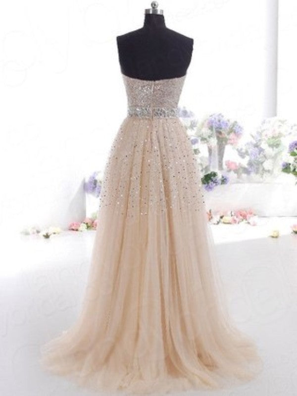 Vestidos de fiesta elegantes de tul sin mangas con escote en forma de A y escote en forma de corazón