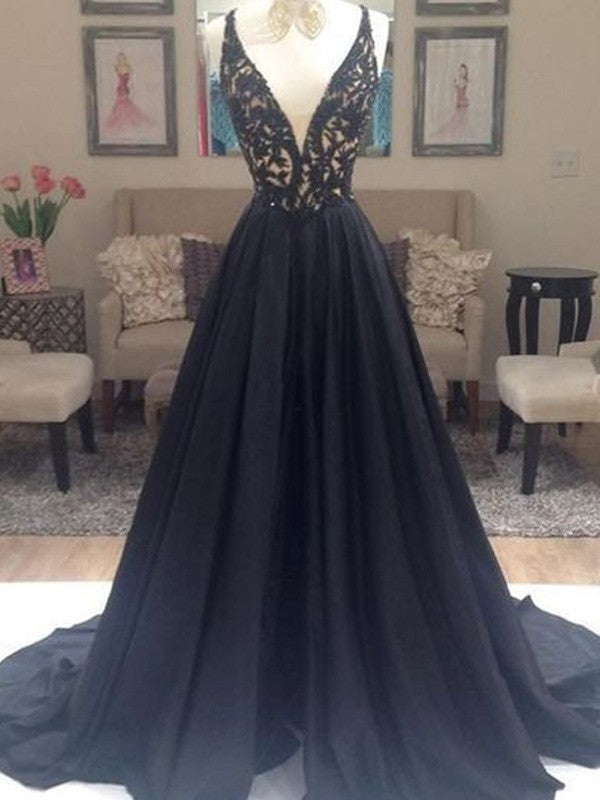 Vestidos de fiesta elegantes de tafetán sin mangas con escote en V y corte A
