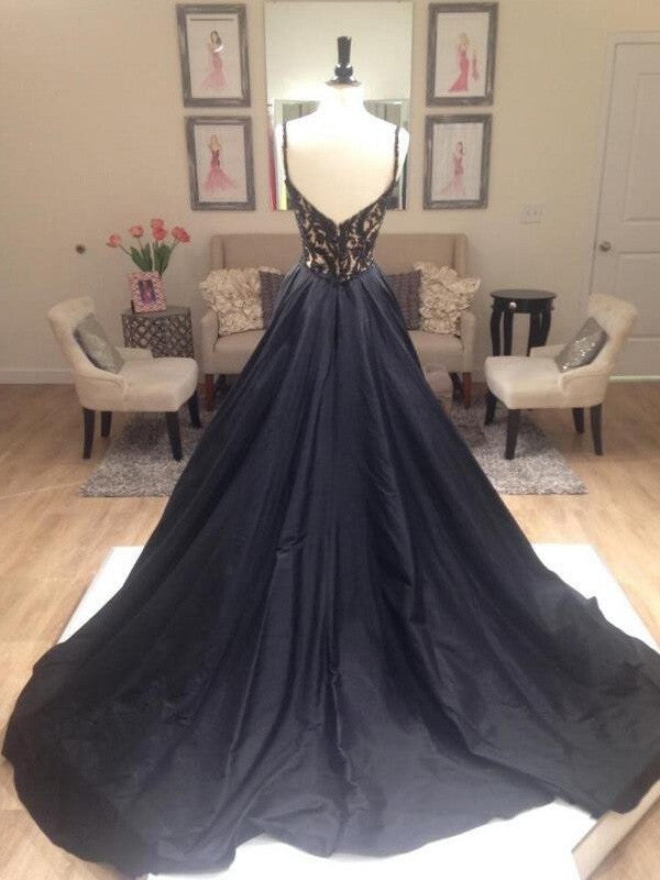 Vestidos de fiesta elegantes de tafetán sin mangas con escote en V y corte A