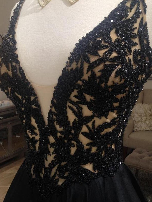 Vestidos de fiesta elegantes de tafetán sin mangas con escote en V y corte A