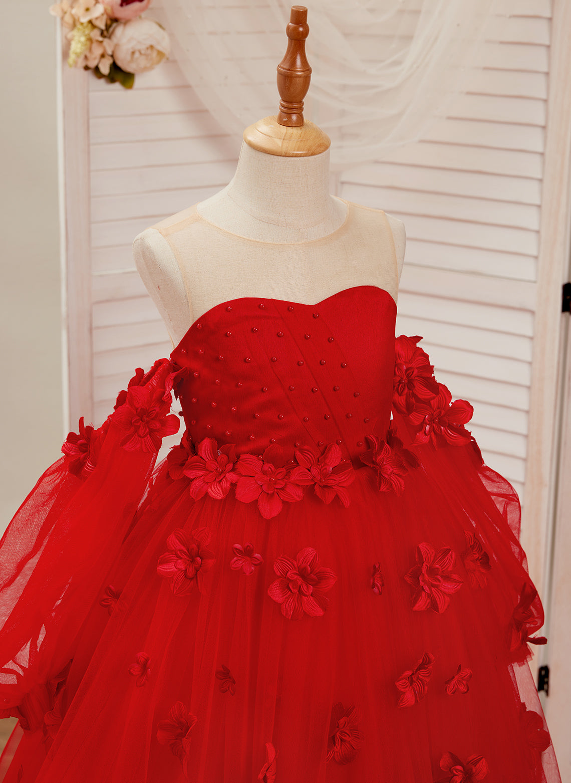3D Flower Princess Ball Gown Flower Girl Dresses