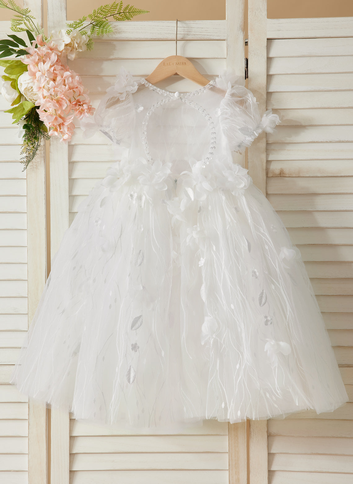 Ballkleid/Princess-Linie Tüll Wadenlang Weiß Baby Mädchen Kleid