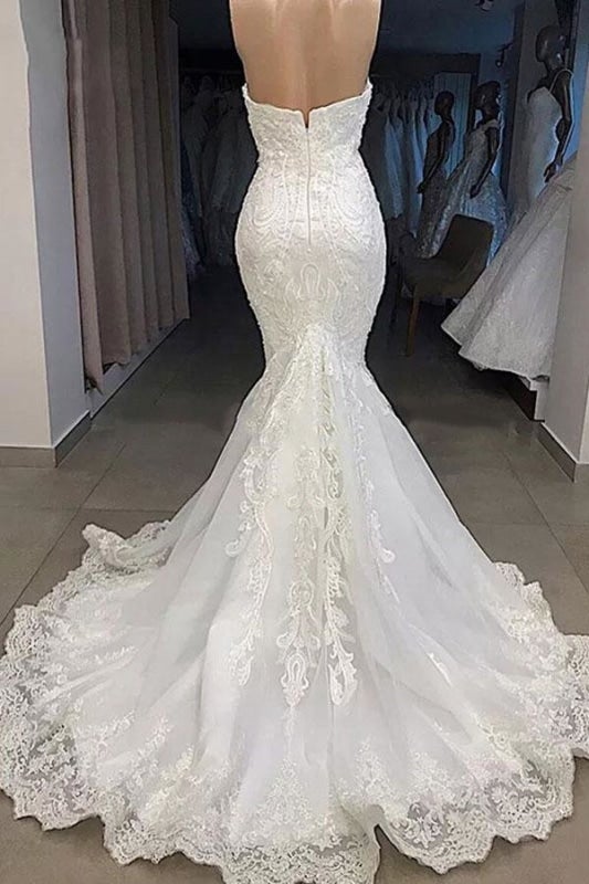Erstaunliche Sweetheart Appliqued Meerjungfrau Elegante Brautkleider