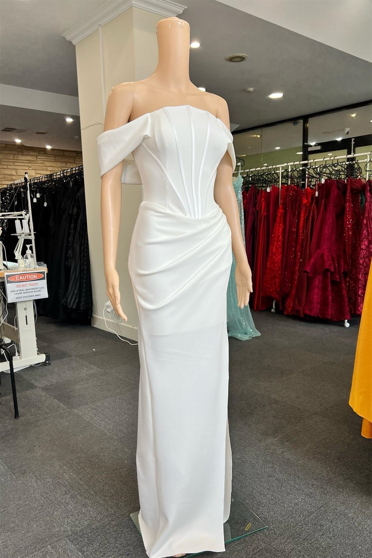 Split Side Off-The-Shoulder Mermaid Prom Gown with Elegant Pleats