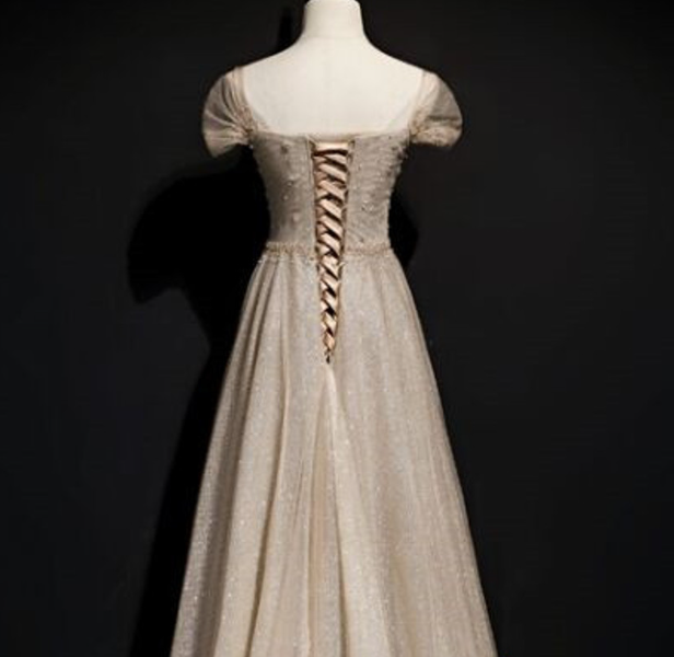 Glitzerndes Tüll-Pailletten-Abendkleid mit Perlenbesatz, lang, A-Linie, Ballkleid, Partykleid Y7585