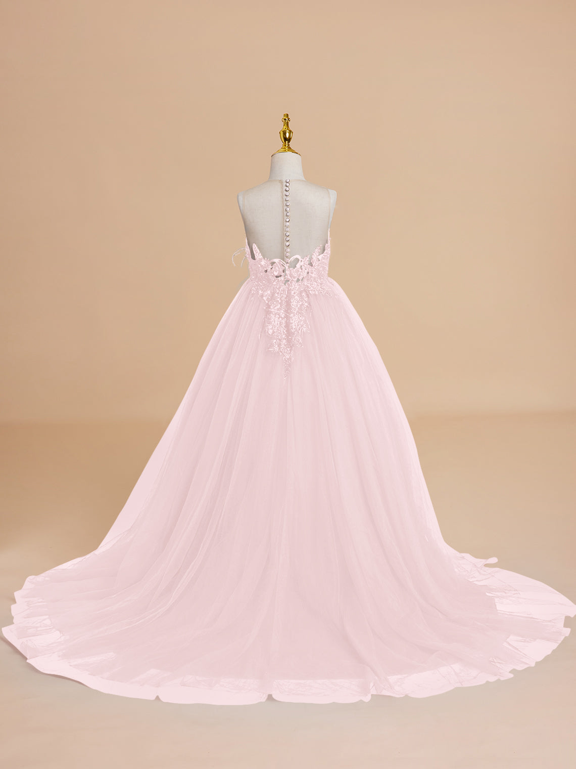 Ball-Gown/Princess Tulle Sweep Train Flower Girl Dress