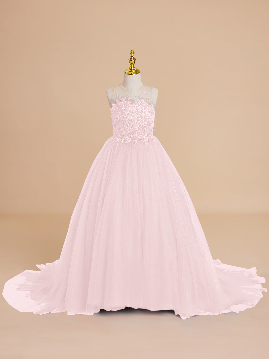 Ball-Gown/Princess Tulle Sweep Train Flower Girl Dress