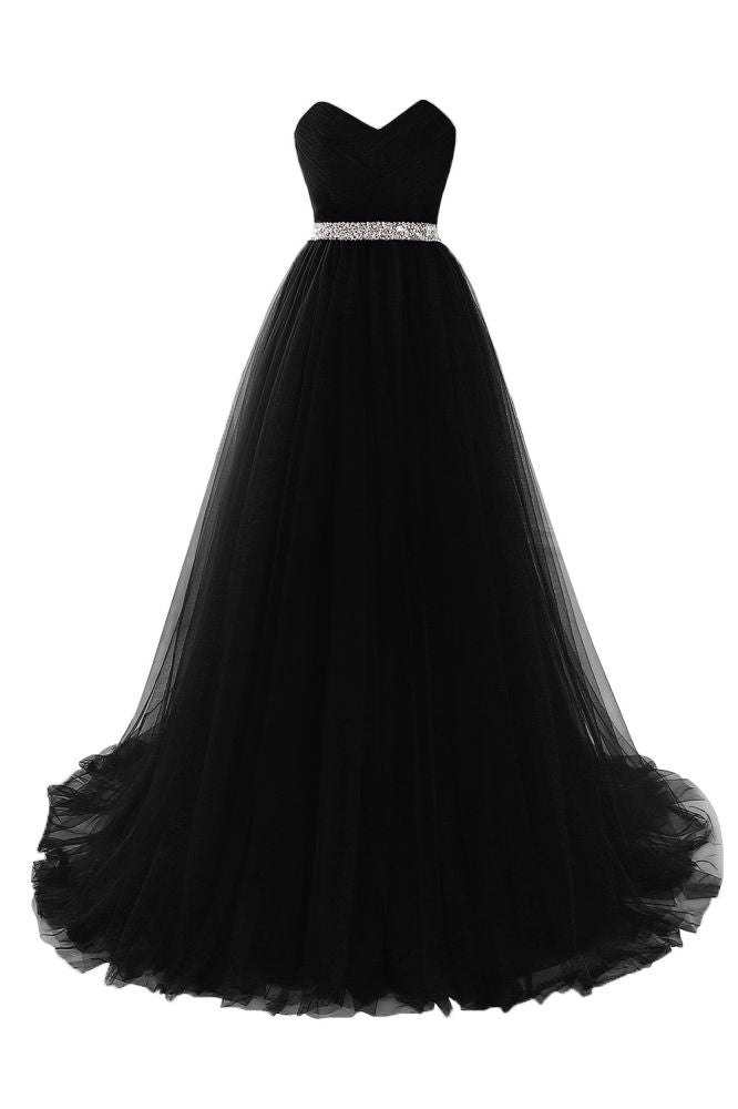 Vestido de fiesta de tul burdeos con escote en forma de A y escote en forma de corazón