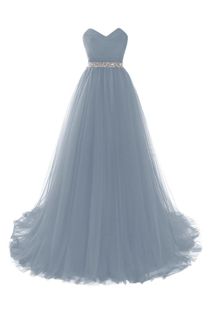 Vestido de fiesta de tul burdeos con escote en forma de A y escote en forma de corazón