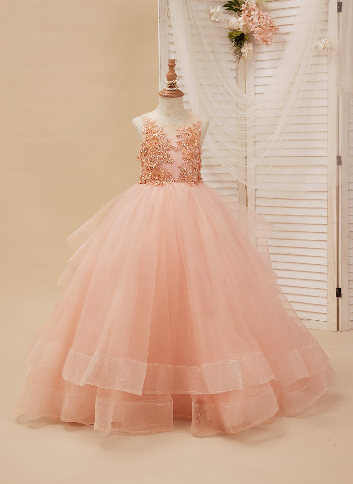 Ball-Gown/Princess Tulle Sweep Train Flower Girl Dress