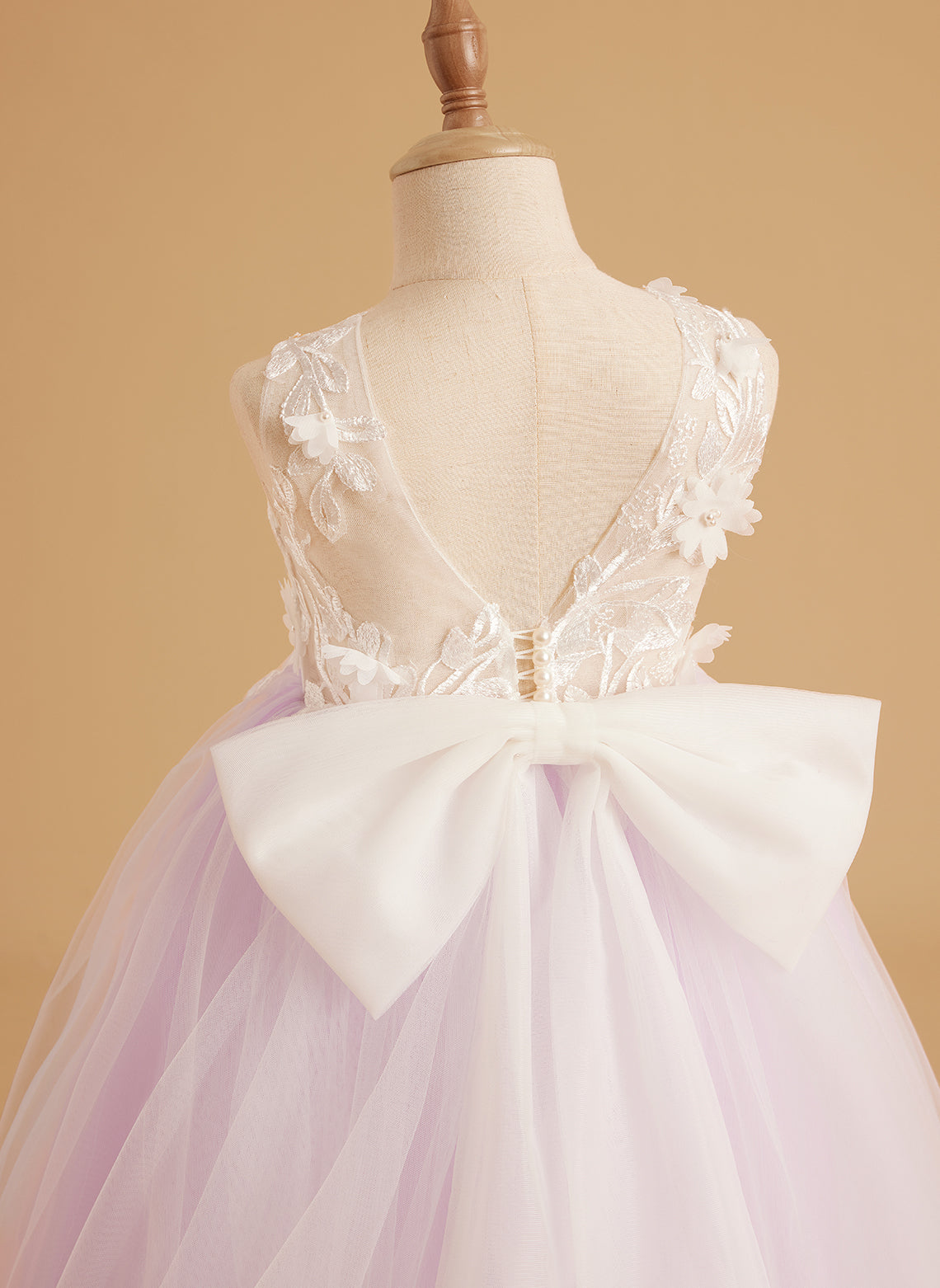 Dream Princess Sleeveless Detachable Train Flower Girl Dress