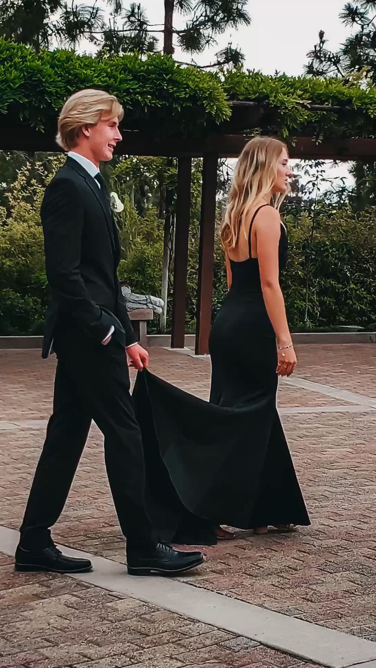 Vestido de fiesta largo con tirantes finos y corte sirena negro, vestido de noche encantador Y424