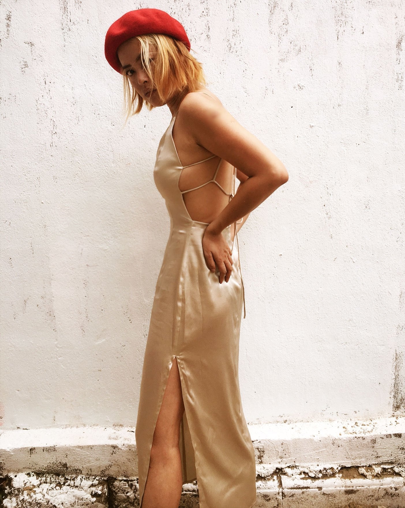 Champagne Mulberry Silk Slip Dress