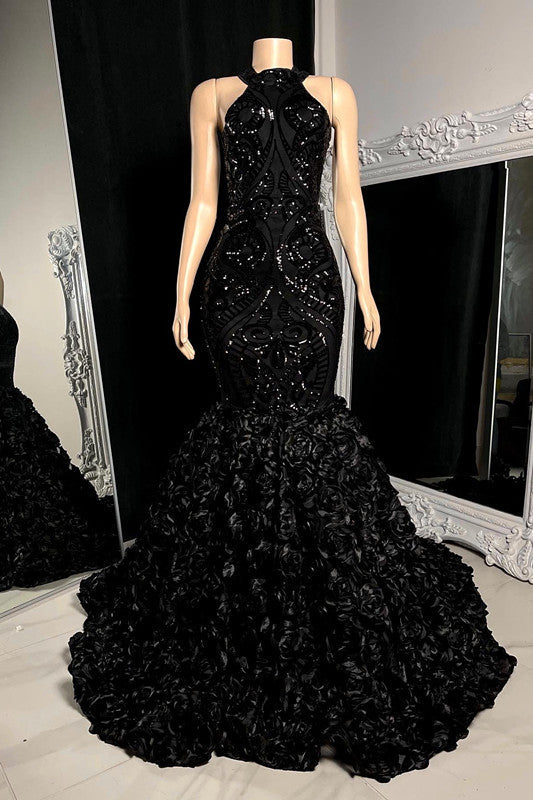 Charming Long Mermaid Sleeveless High Collar Prom Dress