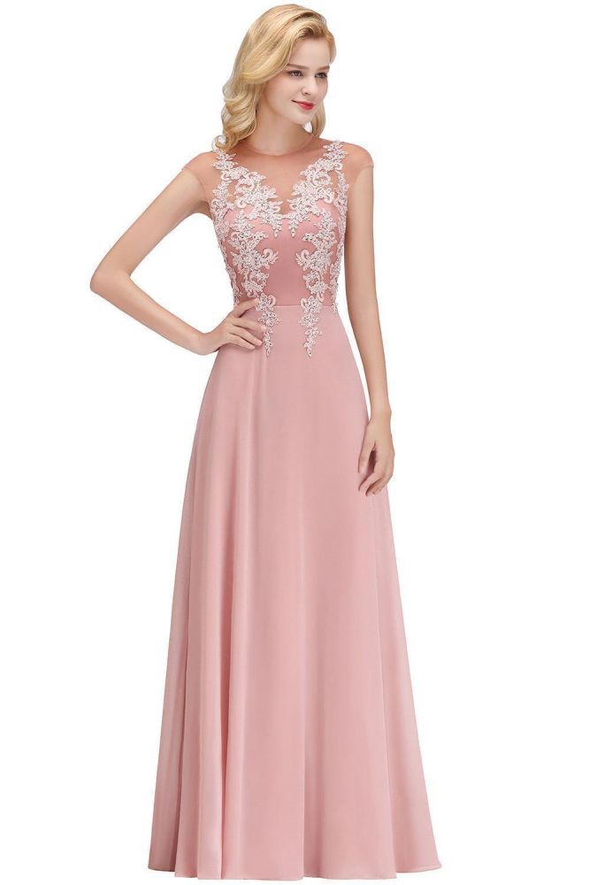 Vestido largo de noche con mangas cortas y encantador diseño de cuentas, estilo Aline, para dama de honor