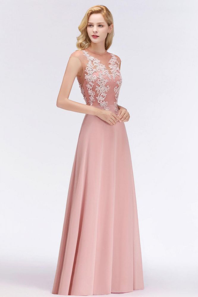 Vestido largo de noche con mangas cortas y encantador diseño de cuentas, estilo Aline, para dama de honor