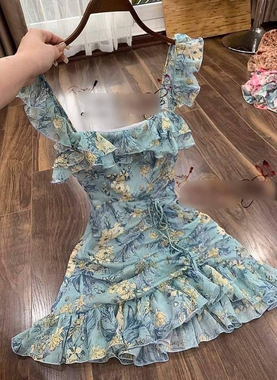 Sommeroutfit Blumenkleid, Kurzes Homecomingkleid, Sommer-Strandkleid Y744