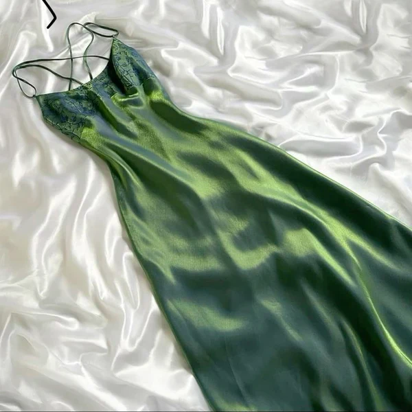 Wunderschönes grünes Satin-A-Linien-Ballkleid, langes Abendkleid, Y7511