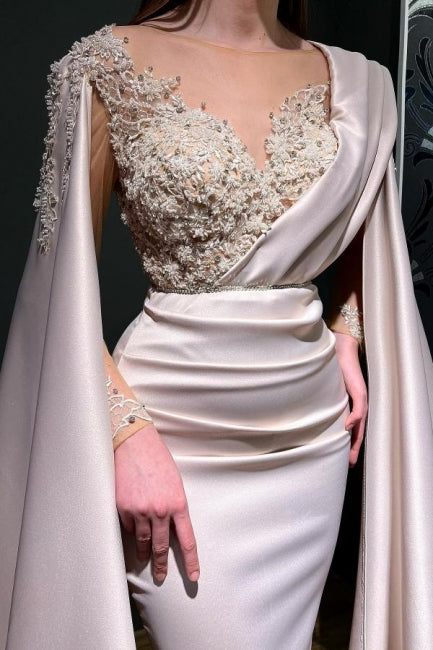 Designer Rote Lange Meerjungfrau V-Ausschnitt Spitze Abendkleider Mit Ärmeln