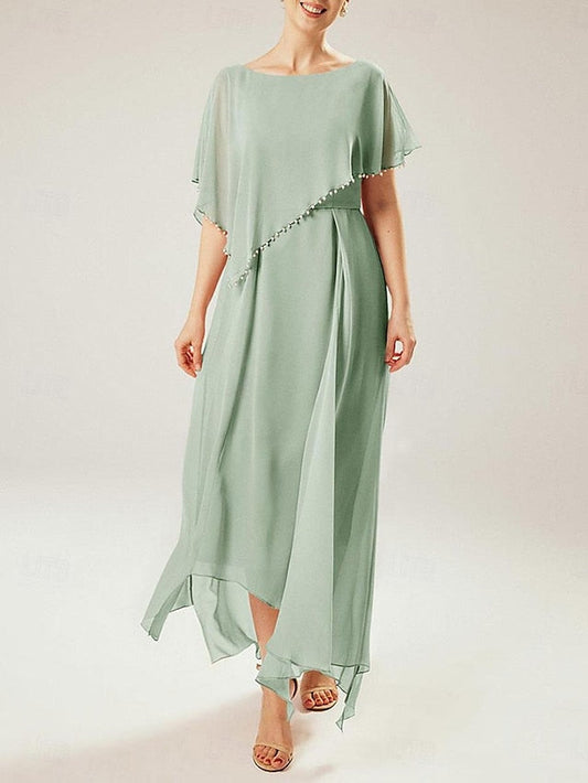 Etui-Linie/Säule U-Ausschnitt Kurze Ärmel Kleider für die Brautmutter mit Quaste