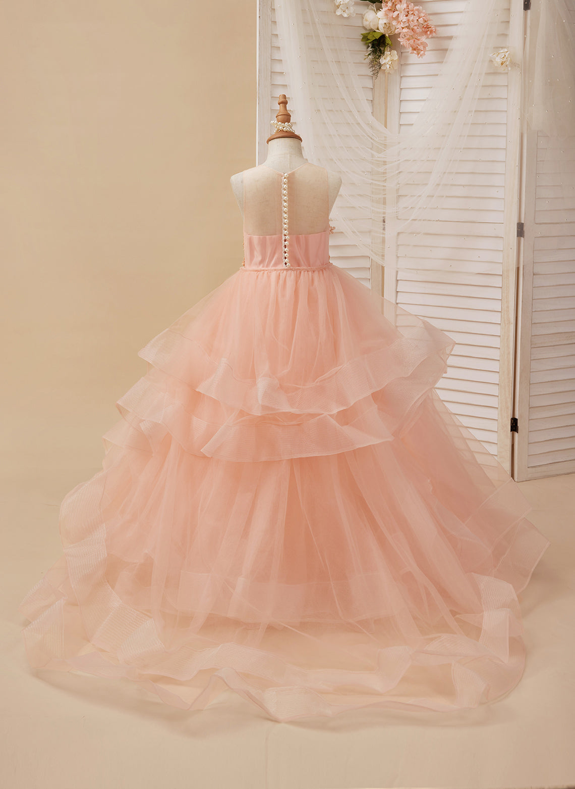 Ball-Gown/Princess Tulle Sweep Train Flower Girl Dress