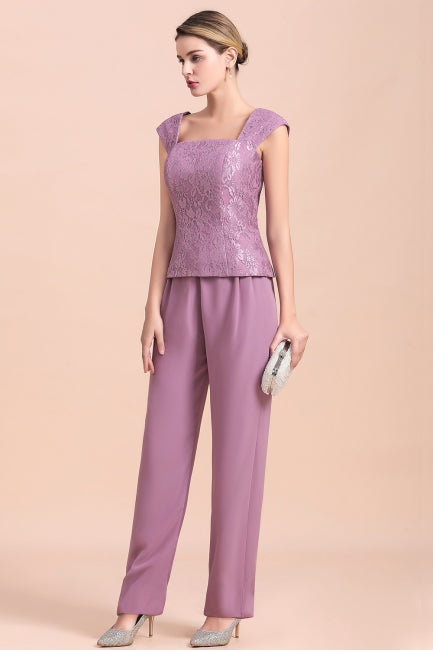 Elegant Cap-Sleeves Lace Chiffon Affordable Mother of Bride Online with Wrap