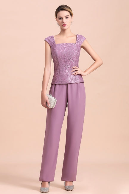 Elegant Cap-Sleeves Lace Chiffon Affordable Mother of Bride Online with Wrap